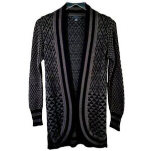 Line | Tan & Black Diamond Pattern Open Cardigan Size Medium